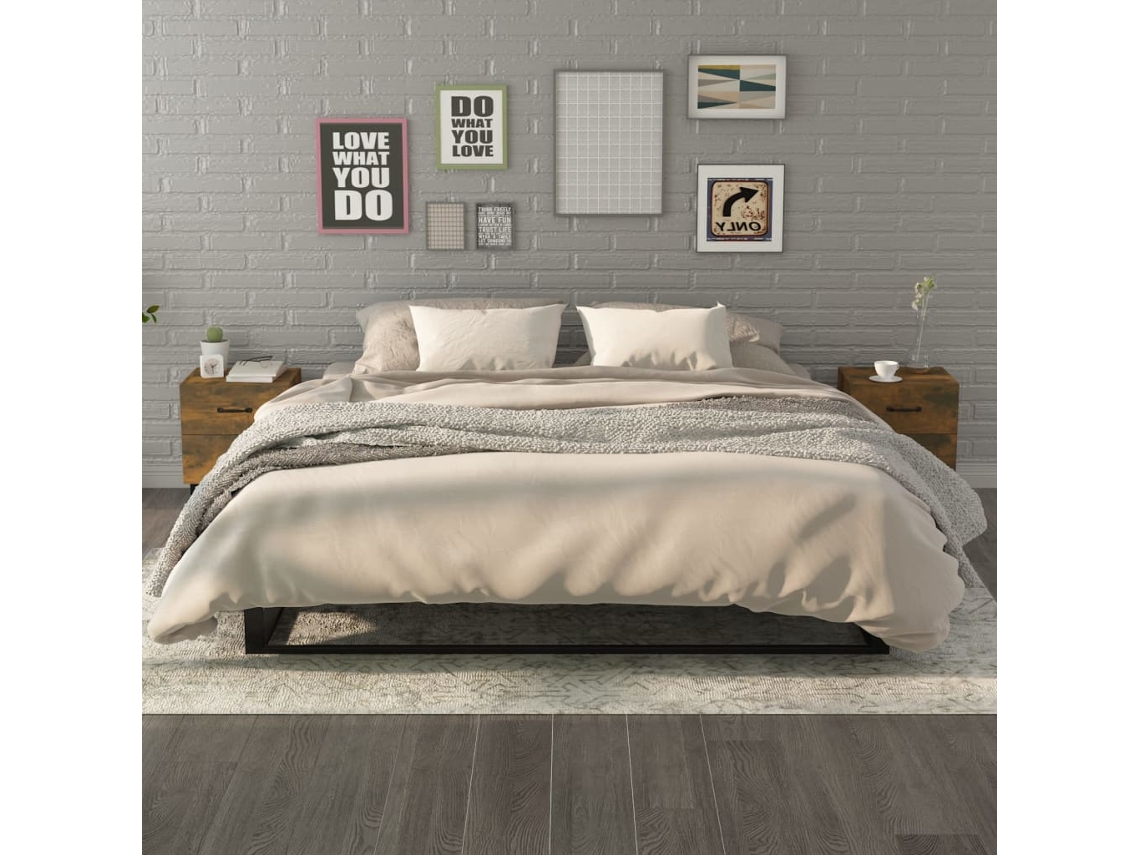 Mesitas de Noche LOVELY HOME Mesinha 2 Pcs 40X35X47,5 Cm Cor Carvalho Fumado