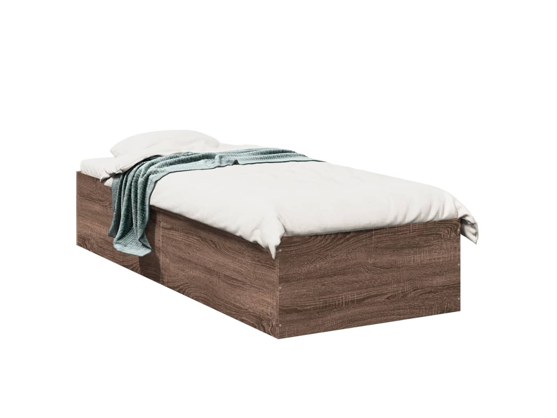 Estructura De Cama Madera De Ingeniería Roble Marrón 90x200 Cm