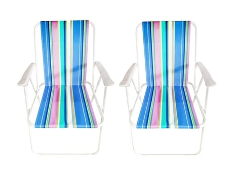 Pack De 2 Sillas De Playa Plegables Tumbona Portátil para Ocio Al Aire Libre 74X52X38Cm Raya Multicolor SELEOK