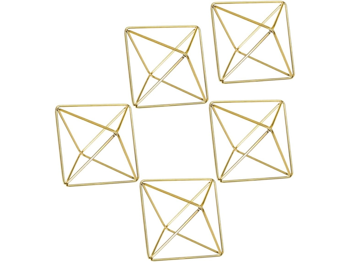 Soportes Geométricos Para Flores En Aleación Dorada, Juego De 5