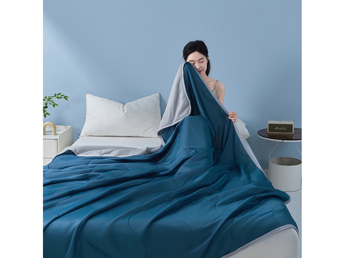 Manta Refrescante De Verano, Suave Y Cómoda Al Tacto (azul Oscuro/200x230cm) Gertiz