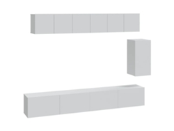 Conjunto de 6 muebles de TV de madera blanca - MAISON EXCLUSIVE