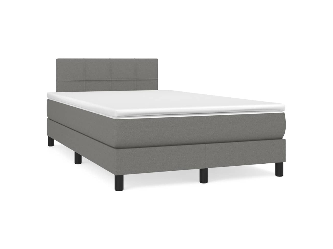 Cama Box Spring Con Colchón Tela Gris Oscuro 120x190 Cm