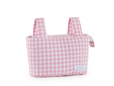 Bolsa organizadora para carro de bebé MI BOLLITO Rosa Vichy 15 x 18 x 45 cm