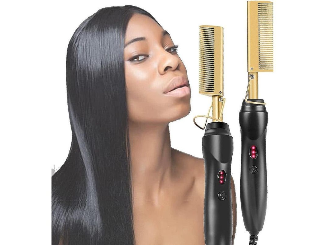 Peine Eléctrico Alisador Para Cabello Afro Grueso, Parruque, Barba, 232 °c (450 °f), Cerámica, Tiempo De Calentamiento De 1 Minuto, Enchufe Europeo.