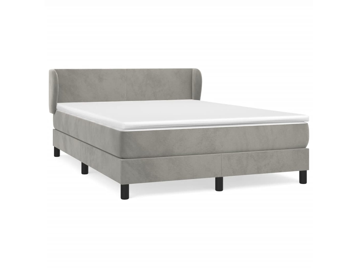 Maison Exclusive - Cama Box Spring Con Colchón Terciopelo Gris Claro 140x190 Cm