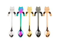 Cucharas de café y té de acero inoxidable con un diseño elegante, 5 piezas multicolor.