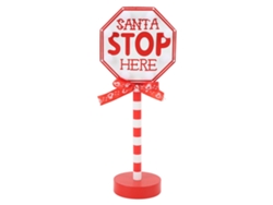 Letrero de madera Palo 2026 "Santa Stop Here" para decoración navideña de oficina con luz LED cálida. Regalo ideal.