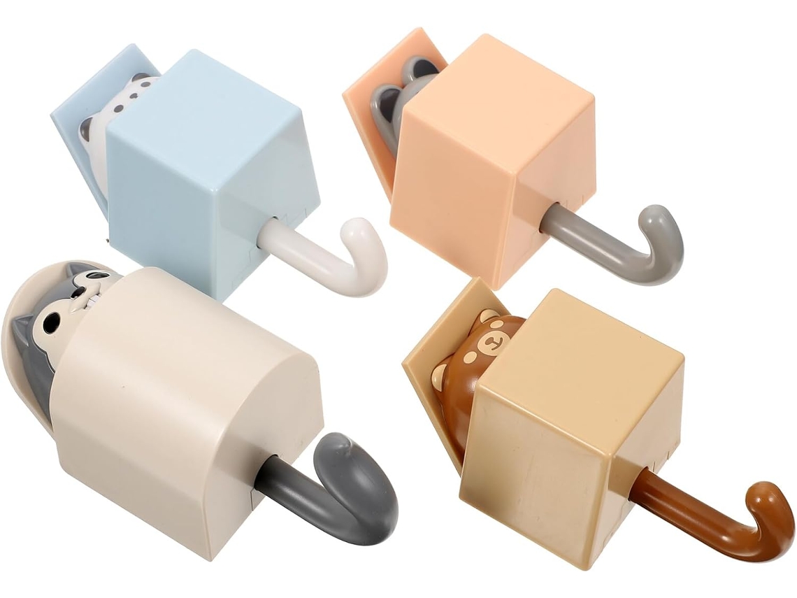 Juego de 4 ganchos de pared con adorables formas de animales, autoadhesivos para toallas y más - Vayotoy