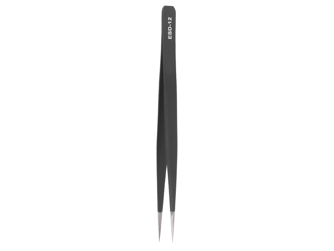 Pinzas Antiestáticas De Acero Inoxidable No Magnético Con Punta Fina Recta Para Cejas Esd-12