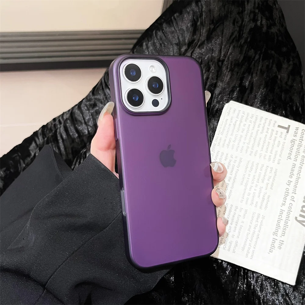 (iphone Xs, Morado) Funda Transparente Mate Para Iphone Con Marco De Silicona A Prueba De Golpes.