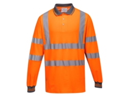 Polo de manga larga Portwest de algodón de alta visibilidad y confort / Amarillo / P