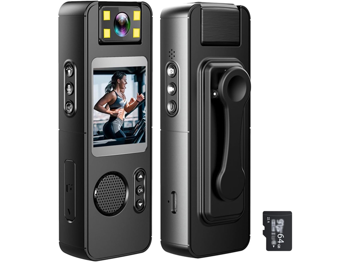 Cámara Corporal Portátil 1080p Con Grabación De Video Y Voz Dual Y Luces Led.