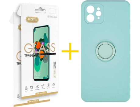 Carcasa + 2 Protectores de Pantalla para iPhone 12 Pro ACCETEL Verde Agua