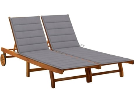 Tumbona VIDAXL Marrón Madera de acacia (200x123x85 cm)