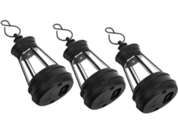 Juego De 3 Linternas Solares De Plástico Negro