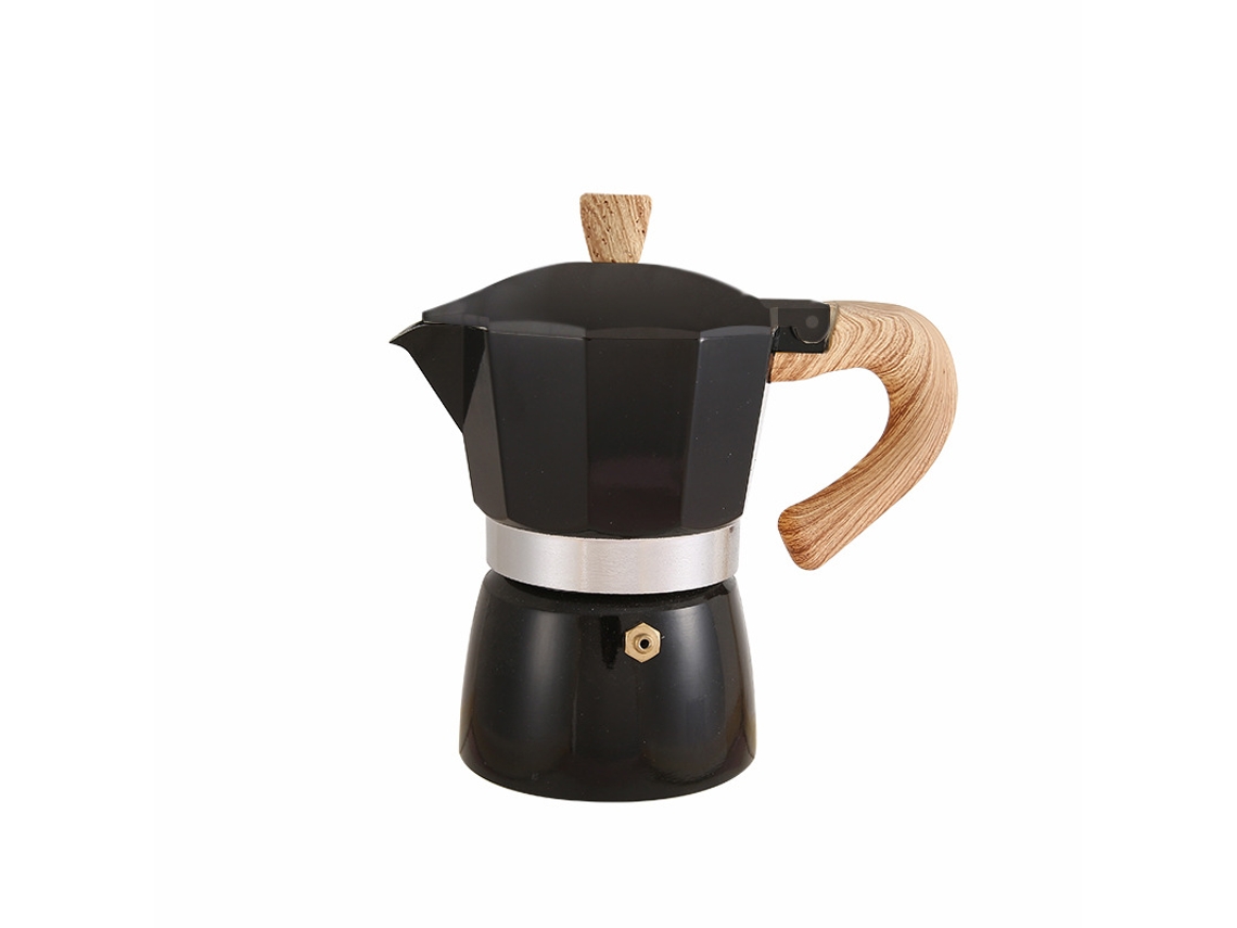 Cafetera de Aluminio con Mango de Madera 150ml JEIIBRZUI