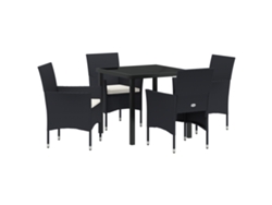 Conjunto de comedor de jardín Vidaxl de 5 piezas de ratán negro de polietileno