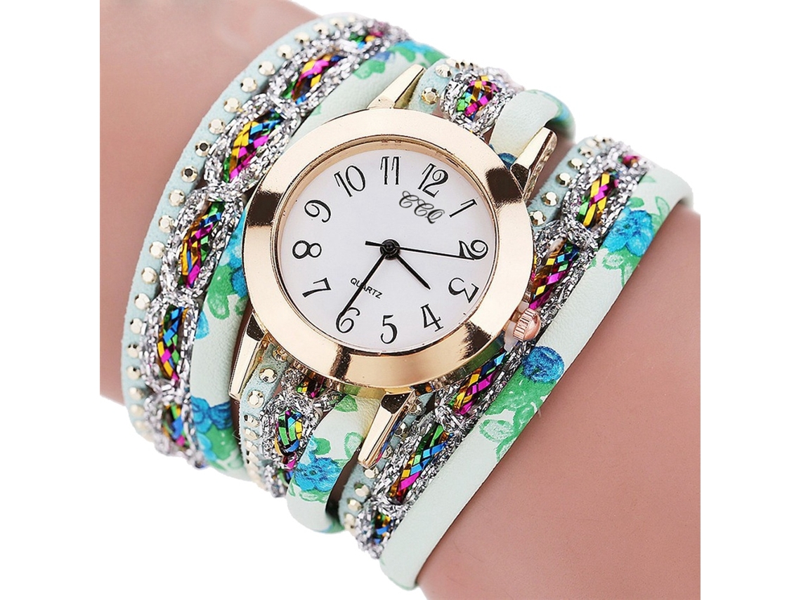 Reloj De Pulsera Ccq Para Mujer, Estilo Casual, De Cuarzo, De Pu Y Aleación Verde.