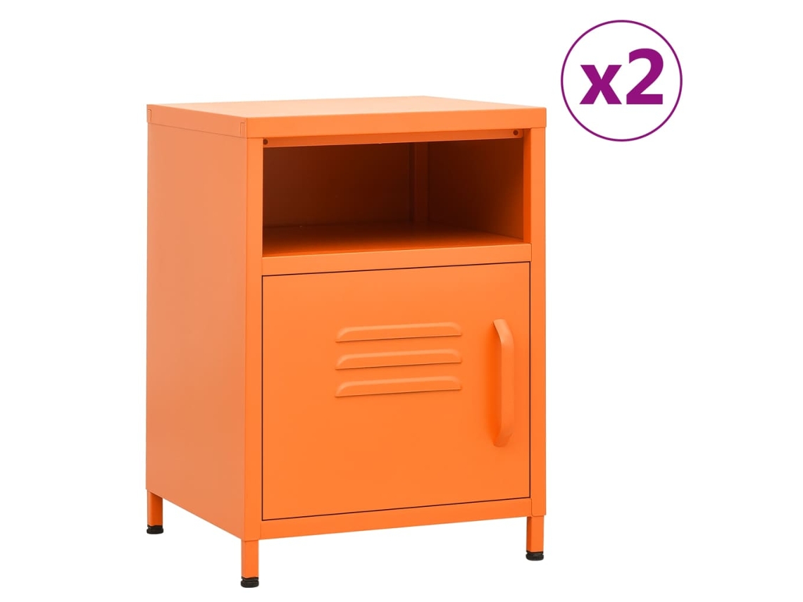 Mesitas de Noche LOVELY HOME Mesinha 2 Pcs 35X35X51 Cm Aço Laranja
