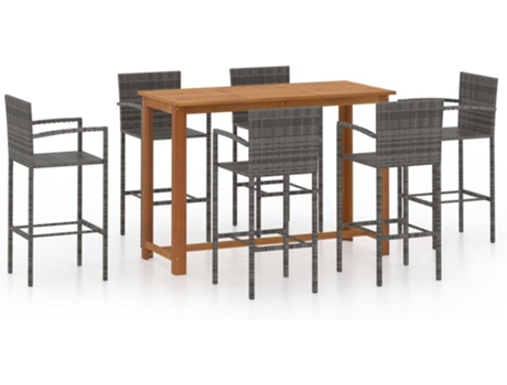 Conjunto 7 Conjunto de bar para jardín VIDAXL gris