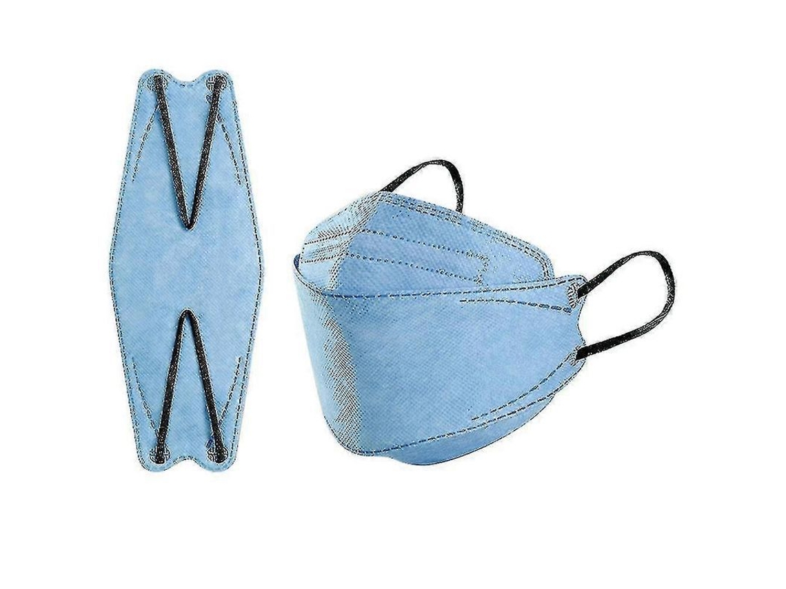 50 Mascarillas Faciales Kn95 Ffp2 Para Adultos, Protección De 4 Capas, Mascarilla Morandi Kf94 Azul Claro Con Estampado De Pez.