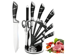 Juego de cuchillos de cocina, acero inoxidable con alto contenido de carbono, mango ergonómico, negro OEM