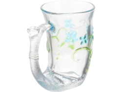Caneca De Café Multifuncional Em Vidro Azul, 260ml, Com Alça.
