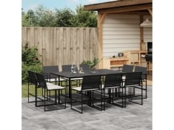 Juego de comedor de jardín de 11 piezas con cojines de mimbre negros de DKD Home Decor