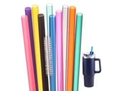 Pajitas reutilizables de 30 cm, 10 colores para vasos de 1,2 l, 947 ml y 613 ml. Juego de 10 pajitas de plástico con cepillo de limpieza.