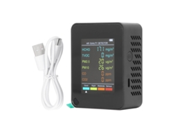 Monitor Portátil Lcd De Calidad Del Aire Con Alarma Para Co2, Tvoc, Hcho, Pm2.5, Pm10, Alta Precisión.