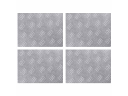 Taburete rectangular, 4 piezas, plateado, 40 x 30 cm, aluminio, EXCLUSIVO DE LA CASA