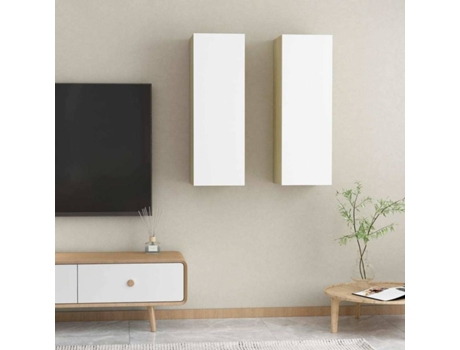 Conjunto 2 Mueble para la televisión VIDAXL Blanco Madera contrachapada (30.5x30x90 cm)