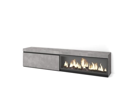 Mueble TV, Televisión, 210, Para TV hasta 80, Chimenea eléctrica XXL, Cemento SKRAUT HOME