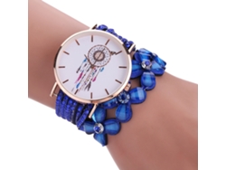 Reloj De Pulsera De Cuarzo Multicapa De Estilo Retro Étnico Para Mujer - Azul