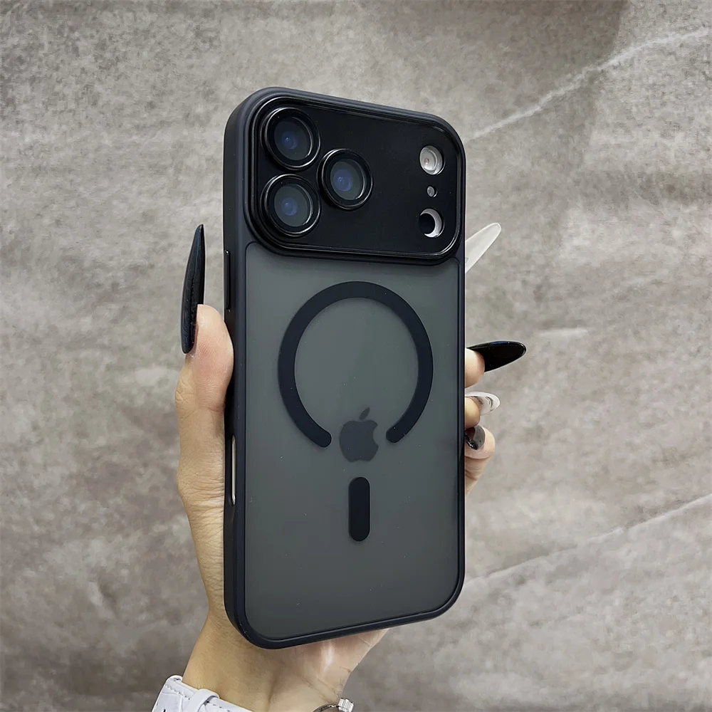 (iphone 14 Pro Max, Negro) Funda Transparente De Carga Inalámbrica Para Iphone, Compatible Con Magsafe.