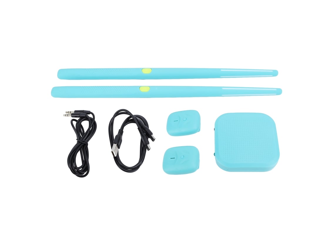 Batería Electrónica Aérea Con Pedales Con Sensor Para Niños, Juguete Educativo Musical, Color Cian.