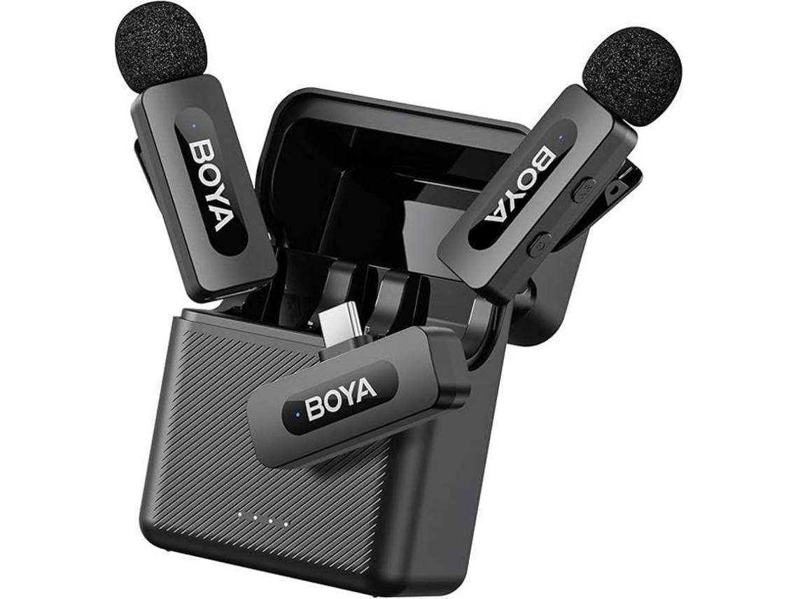 By V30 Mini Micrófono Lavalier Inalámbrico, Micrófonos Wireless Usb C Boya (2txrx)