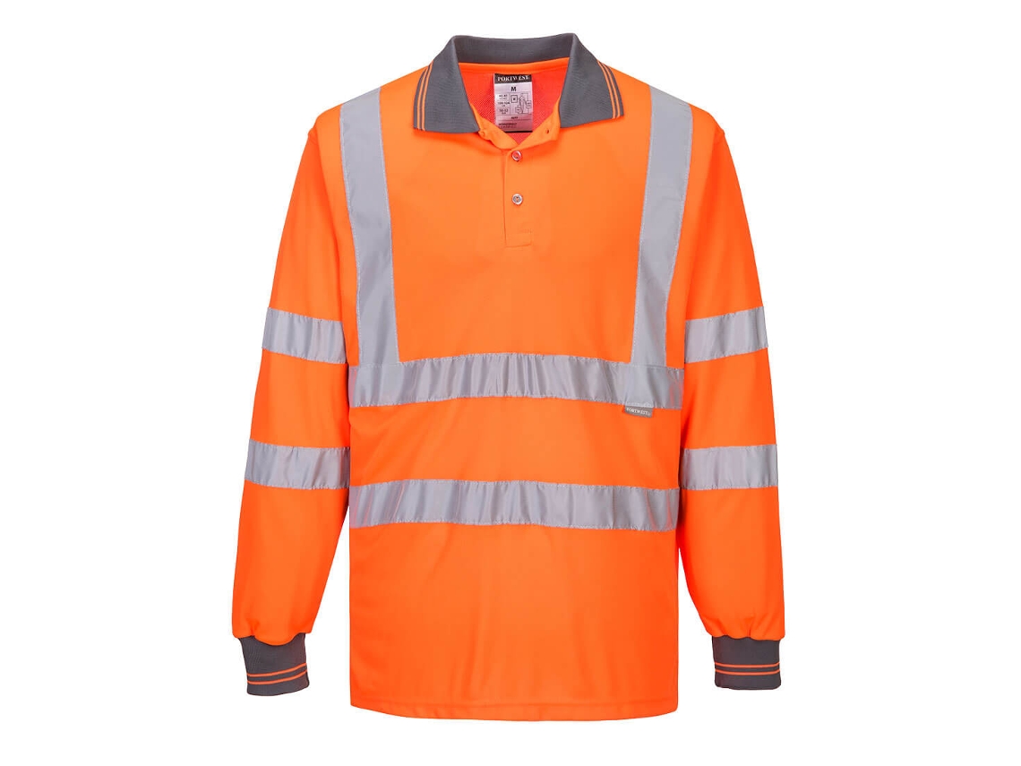Polo de manga larga de alta visibilidad Portwest: comodidad y durabilidad, amarillo, talla L