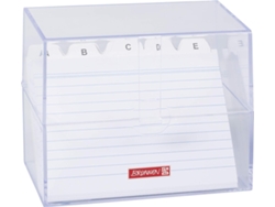 Caja de cartón A6 rellena de material transparente. Gokoco