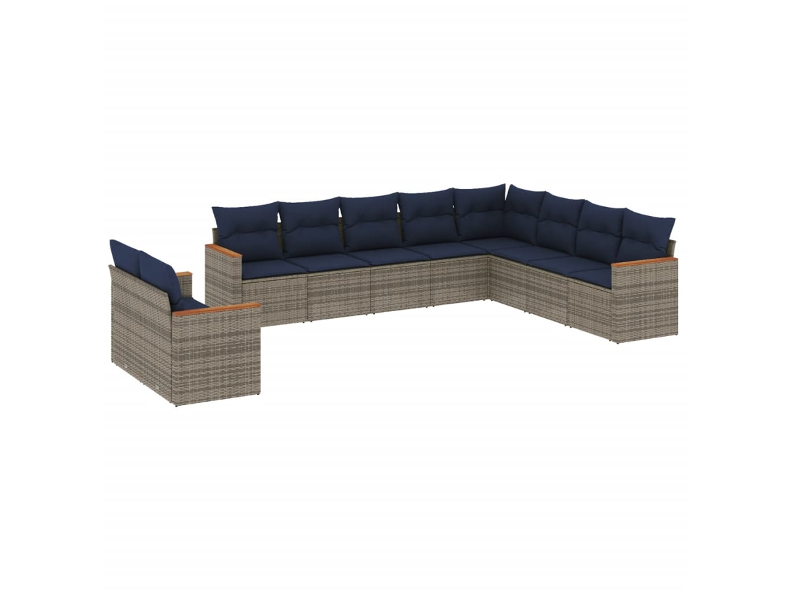 Maison Exclusive - Conjunto De Sofá De Jardín De 10 Piezas Con Cojines, Poliratán Gris