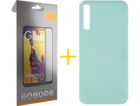 Kit Funda + Protector de Pantalla Samsung Galaxy A30s SKYHE Full Silicona Líquida (Verde Agua)