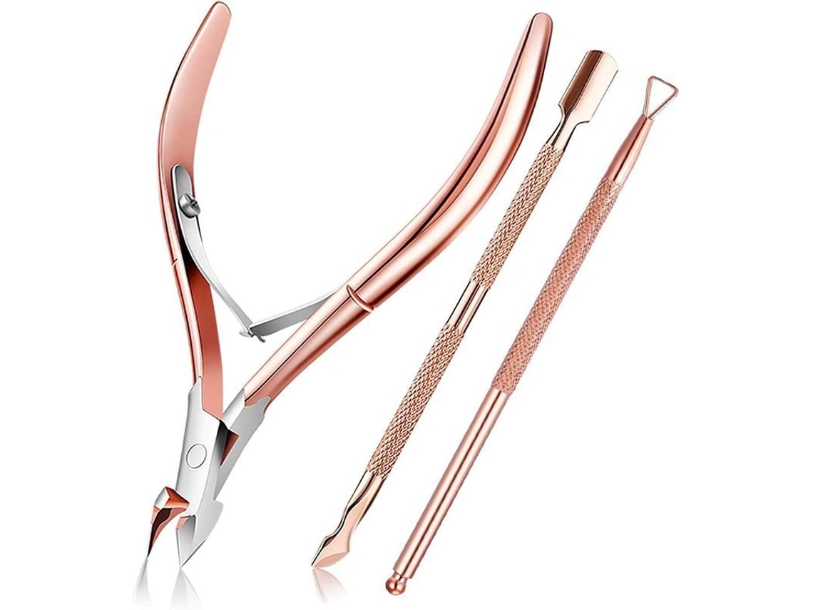 Cortacutículas Y Extractor De Cutículas Linjou, Herramientas De Manicura Duraderas (rosa)