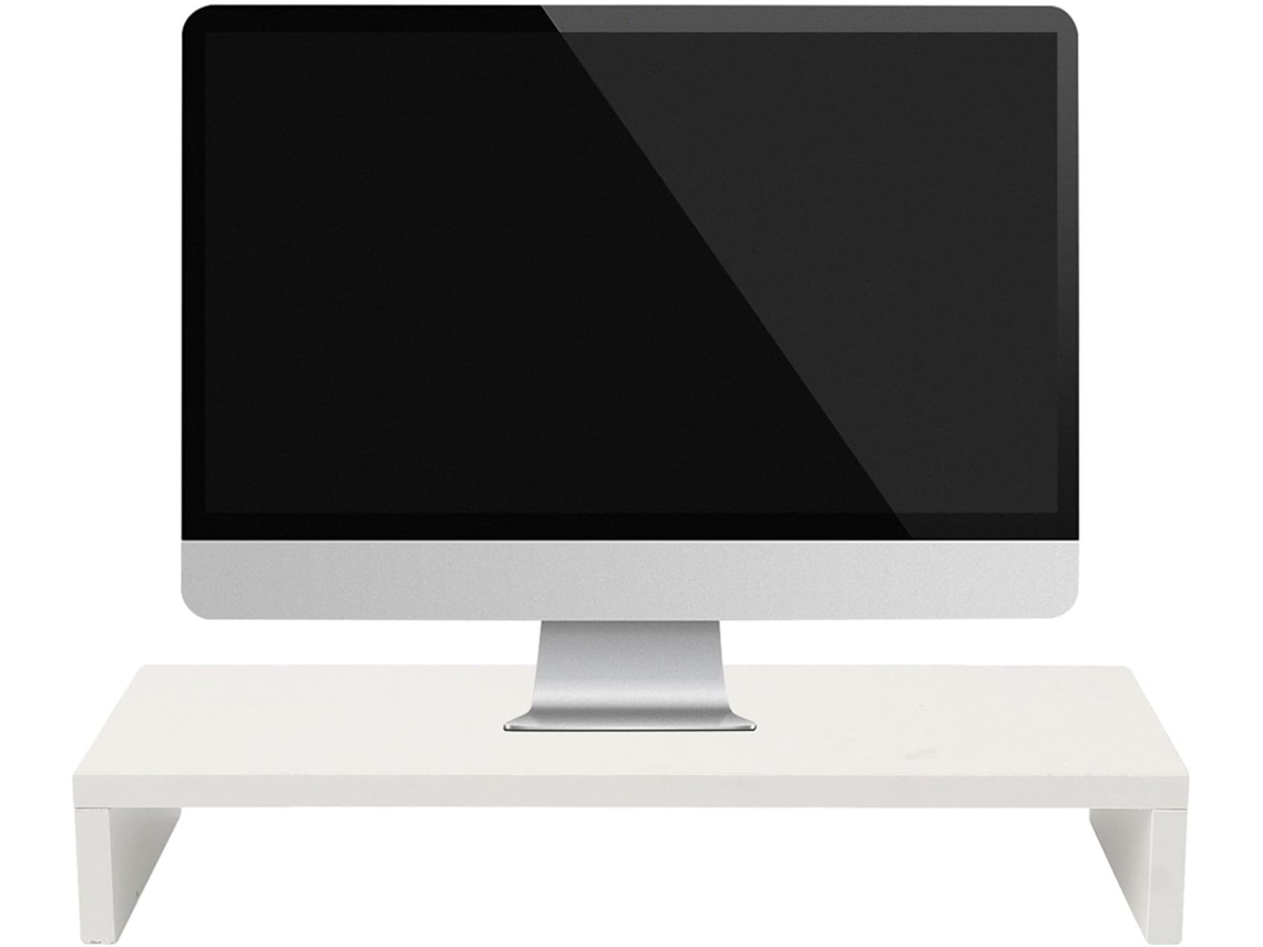 Rehausseur De Pantalla En Bois Blanco Para Ordenador, Soporte De Moniteur Ergonómico Rangement