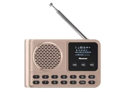 Mini radio FM con altavoz Bluetooth inalámbrico y pantalla LCD, compatible con llamadas manos libres y reproducción de música MP3 (Mdug, dorado)