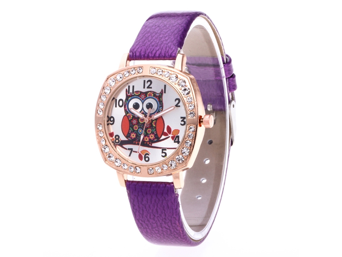 Reloj De Pulsera Analógico De Cuarzo Para Mujer Con Esfera Redonda - Moda (morado)