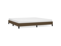 Maison Exclusive - Cama Sin Colchón Tela Marrón Oscuro 200x200 Cm