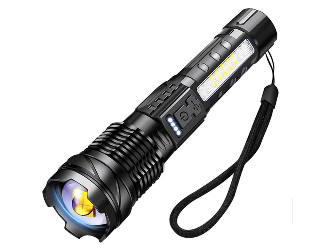 Linterna Led A76 20000 Lúmenes Recargable Usb 7 Modos Táctica Con Clip