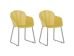 Conjunto de 2 cadeiras de jantar de estilo moderno BELIANI Sylva de Material sintético Amarelo 58x54x85