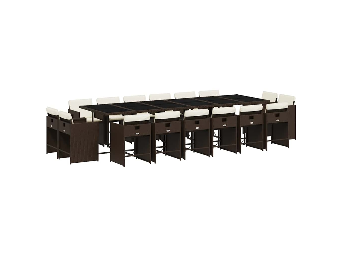 Maison Exclusive - Set De Muebles Jardín 17 Pzas Y Cojines Ratán Sintético Marrón